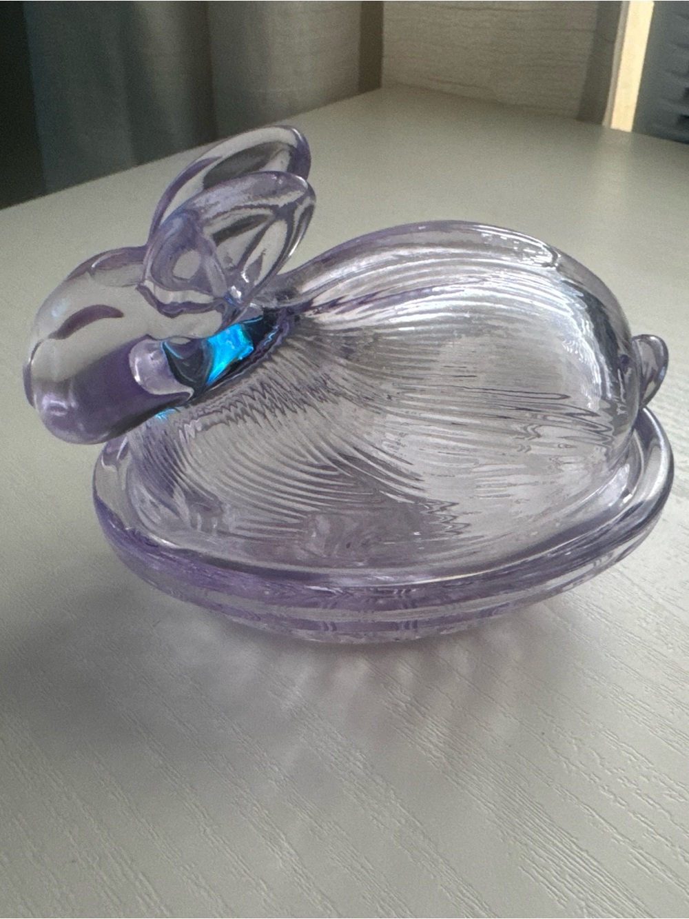 Indiana Glass Purple Glass Bunny Trinket Dish